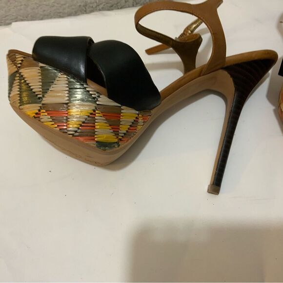 Sam Edelman Mason Women's Black Leather Open Toe Ankle Strap Platform Heels 7 M - Picture 5 of 13